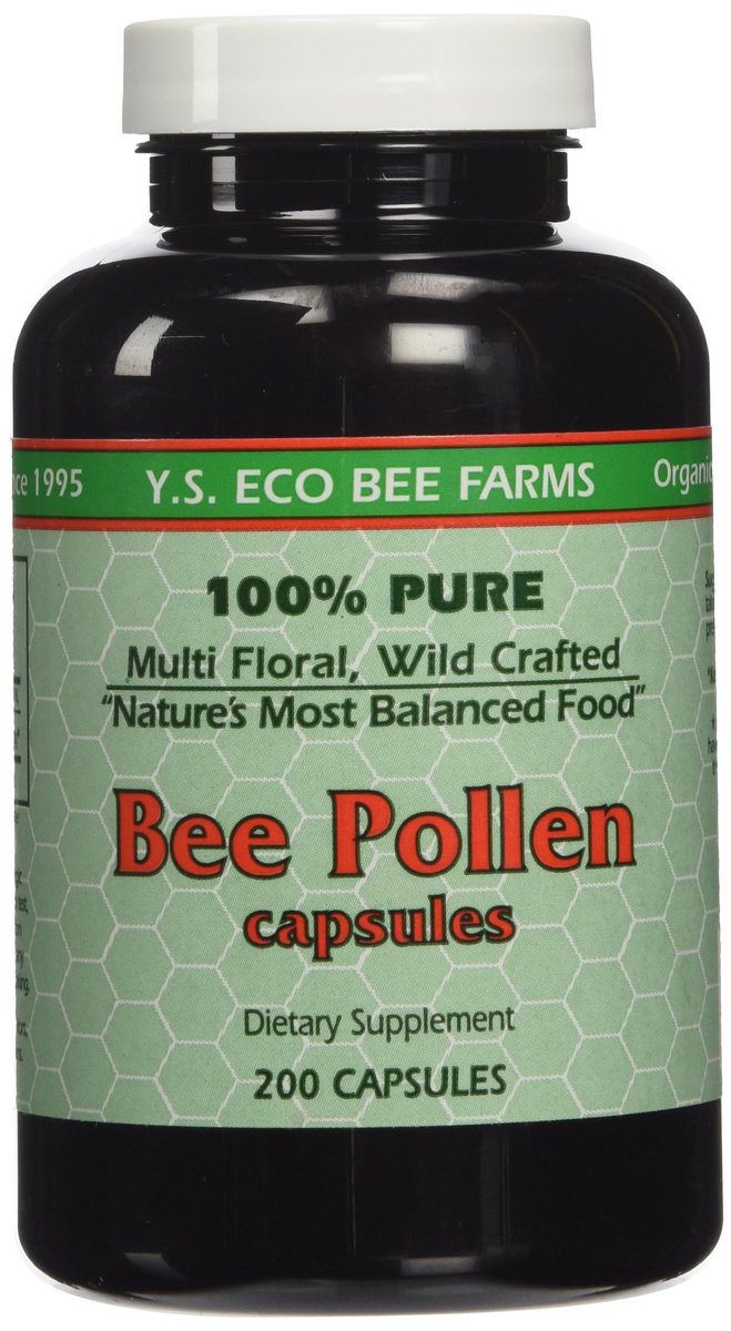 Y.S. ECO Bee Farms 100 % reines Bienenpollen 1.000 mg – 200 Kapseln