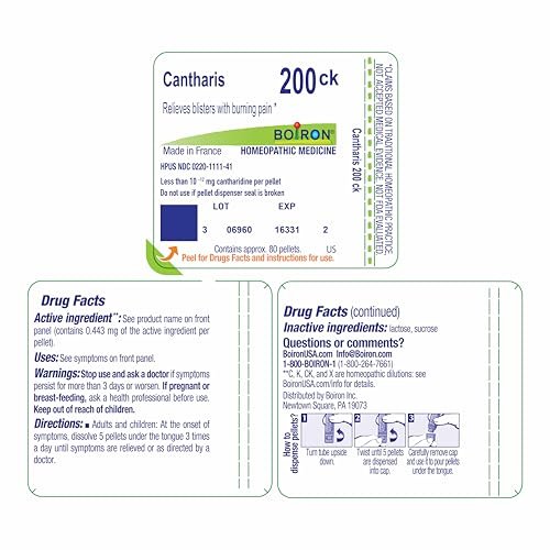 Boiron Cantharis 200Ck Homöopathisches Arzneimittel gegen Blasen mit brennenden Schmerzen – 80 Kügelchen
