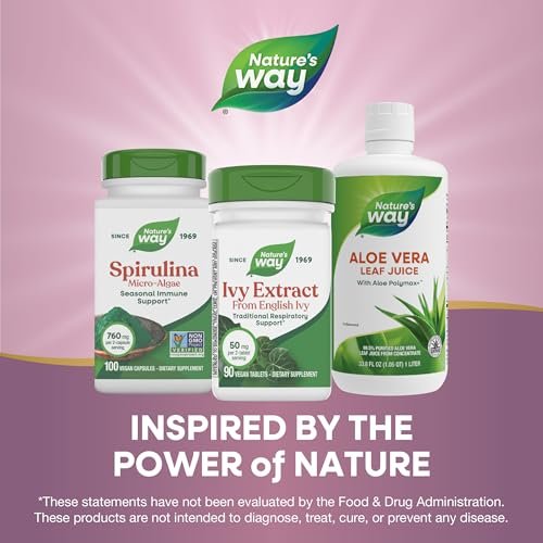 Nature's Way Efeu-Extrakt aus Efeublättern, Traditionelle Unterstützung der Atemwege*, 50 mg pro 2-Tabletten-Portion, 90 vegane Tabletten (Verpackung kann variieren)