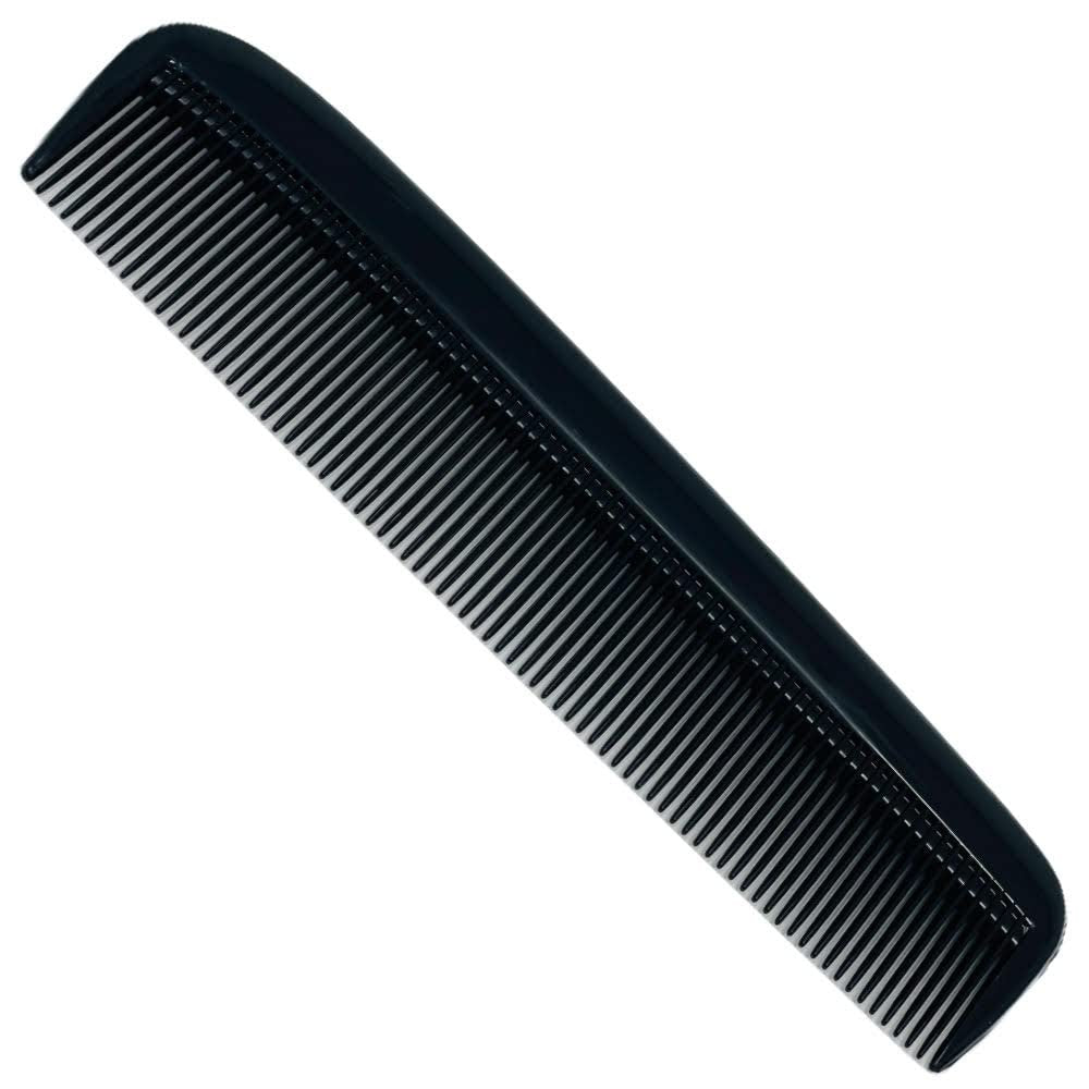 American Pocket Comb 5" All Fine Teeth - Schwarzer Plastikkamm für unterwegs