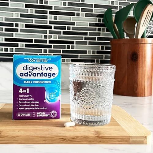 Daily Probiotic Kapsel - Digestive Advantage 30 Kapseln, überlebt 100x besser, reduziert Blähungen, Calcium, fördert Verdauungsgesundheit und Darmflora