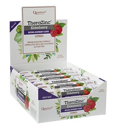 Quantum Health TheraZinc Zink-Lutschtabletten mit Holunderbeere und Himbeere – Immununterstützung mit Zinkgluconat – Schnelle Linderung ohne Nachgeschmack – 14 Stück