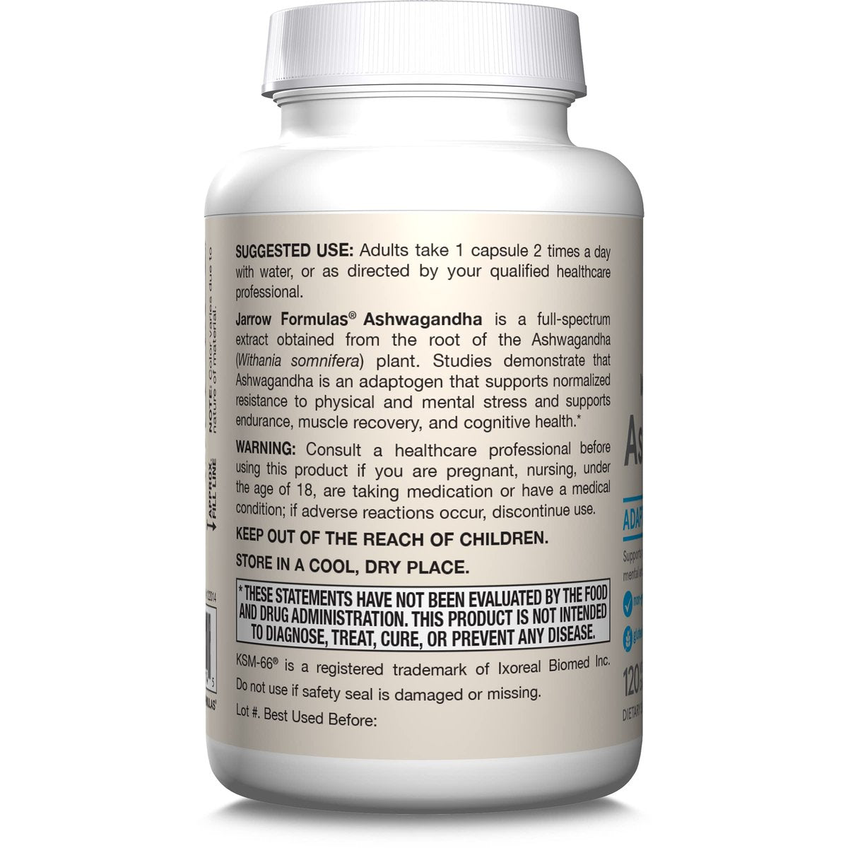Jarrow Formulas Ashwagandha Kapseln, 300 mg, Unterstützt die normale Stressresistenz, 120 vegane Kapseln, 60 Tage Vorrat