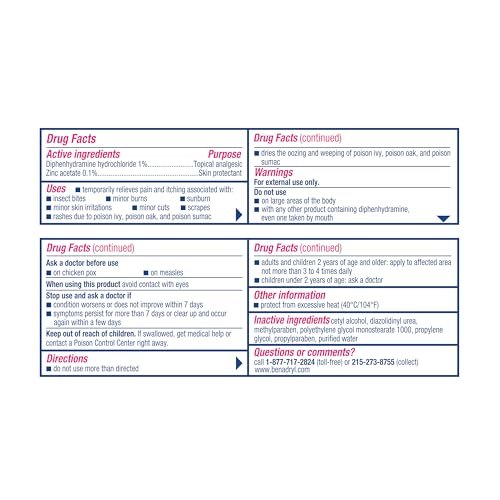 Benadryl Original Strength Anti-Juckreiz-Creme, Insektenstich Linderung, Diphenhydramin HCl topisches Analgetikum & Zinkacetat Hautschutz, Ideal für Campingausflüge, 28 g