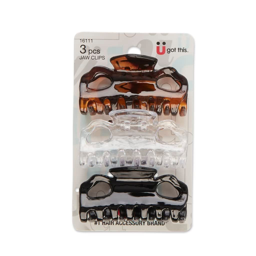Scuni 2-Loop Jaw Clips, 6 cm, Gemischte Farben, 3 Stück pro Packung (1 Pack)