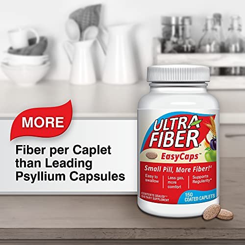 Ultra-Fiber Caplets – Hochwertiger Ballaststoffkomplex für regelmäßige Verdauung – 48 % mehr Ballaststoffe pro Tablette – Mischung aus löslichen & unlöslichen Fasern – magenschonend beschichtet – 150 Stück
