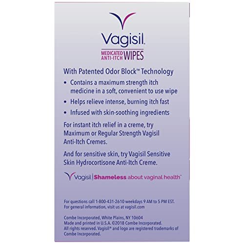 Vagisil Anti-Juckreiz Feuchttücher, medizinische Intimtücher, Maximalstärke, sofortige Linderung, 20 Tücher (3er-Pack)