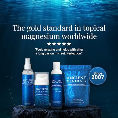 Ancient Minerals Magnesium Gel – 8oz Flasche – Reines echtes Zechstein-Magnesiumchlorid – Ideal für Massage und topische Hautanwendung