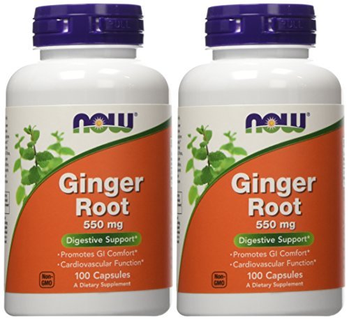 NOW Foods Ingwerwurzel 550 mg, 100 Kapseln (2er-Pack) - Hochdosiertes Nahrungsergänzungsmittel