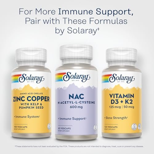 SOLARAY NAC Kapseln 600 mg – N-Acetyl-L-Cystein für Männer & Frauen, Vorstufe von Glutathion & Aminosäure-Unterstützung für Zellgesundheit, Antioxidans für Immunsystem – 60 vegane Kapseln