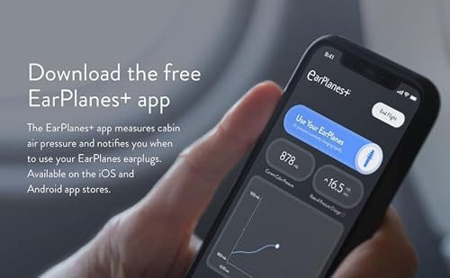 EarPlanes Plus (1 Paar) – Silikon-Ohrstöpsel für Flugreisen, Transparent