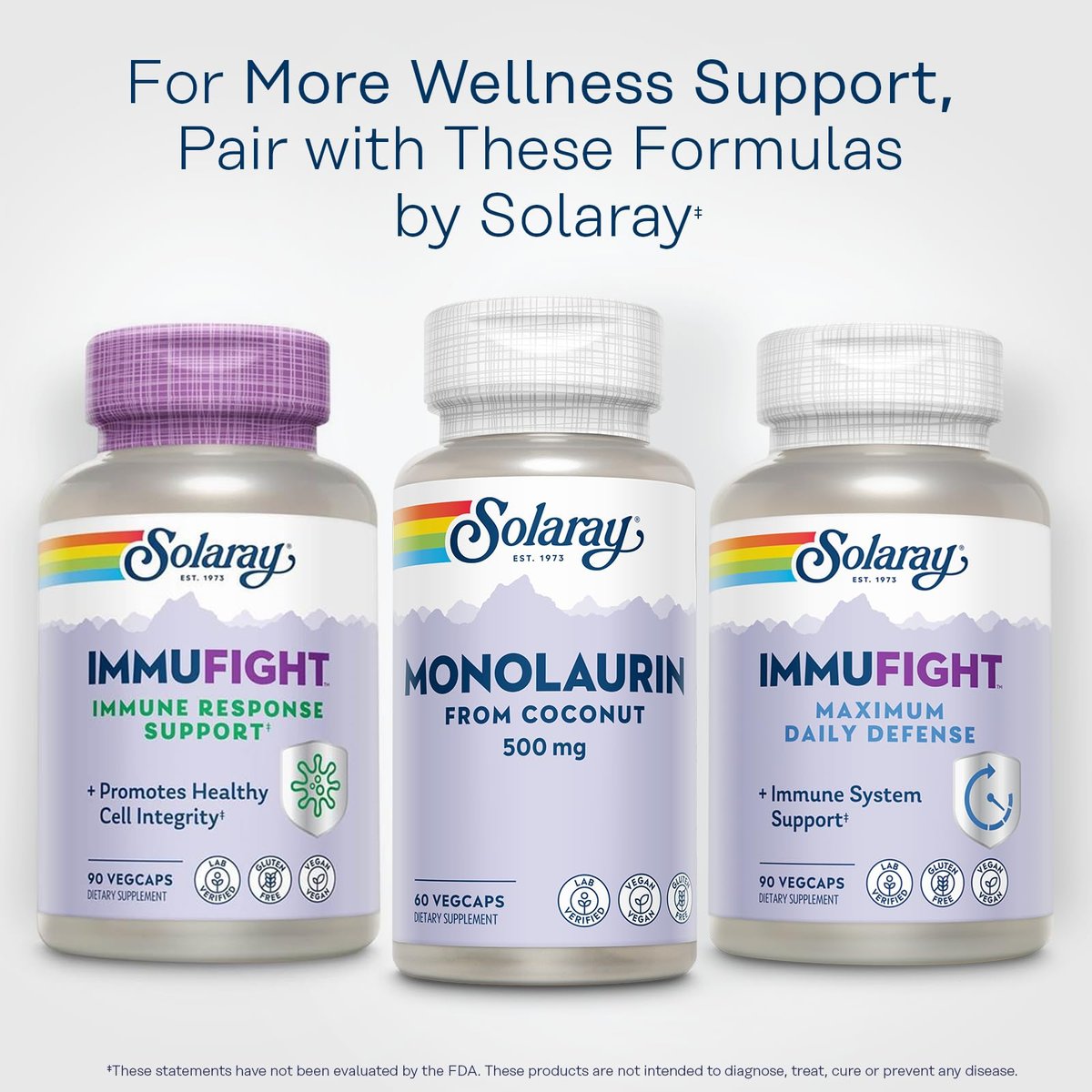 SOLARAY Monolaurin 500 mg – Monolaurin aus natürlichem Kokosnussöl – Nahrungsergänzungsmittel für kraftvolle Nährstoffunterstützung – Laborgeprüft – 60 vegane Kapseln