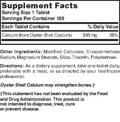 Nature's Blend Austernschalen Kalzium 500 mg – 100 Tabletten (1683)