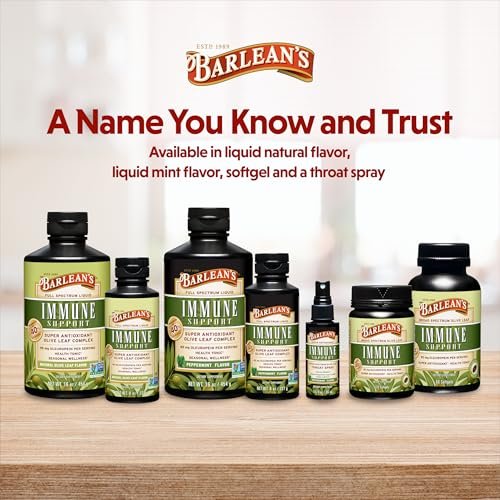 Barlean's Olivenblatt-Komplex Throat Spray – Immununterstützung mit Pfefferminze, Zitrone und Salbei bei Halskratzen, flüssiger Extrakt, 44 ml
