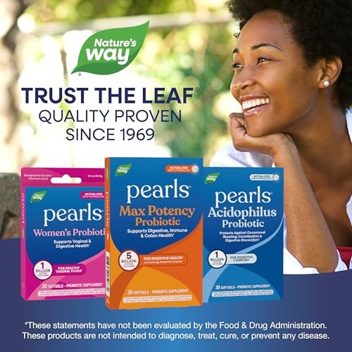 Nature's Way Pearls Max Potency Probiotikum für Männer und Frauen – Unterstützt Verdauung, Immunsystem und Darmgesundheit*, 5 Milliarden lebende Kulturen, keine Kühlung erforderlich, 30 Softgels