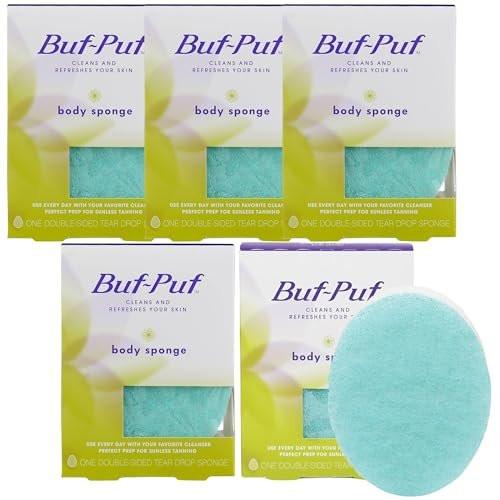 Buf-Puf Körper Schwamm, Badeschwamm, von Dermatologen entwickelt, reinigt die Haut von Schmutz und überschüssigem Öl, wiederverwendbar, Peeling, 5 Stück