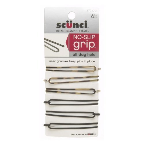 Scuni Haarnadeln, 6 Stück, No-Slip Grip, ovale Form, gemischte Farben, 0,8 Unzen
