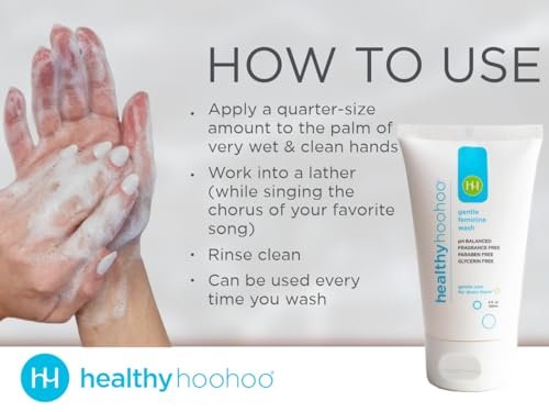 Healthy Hoohoo Sanfte Intimwaschlotion für Frauen, pH-ausgeglichener Vulva-Reiniger für empfindliche Haut, pflanzlich, unparfümiert, paraben- und glycerinfrei (118 ml)