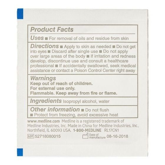 Medline Sterile Alkoholtupfer, groß, 100 Stück – Einmal-Pads zur Hautdesinfektion