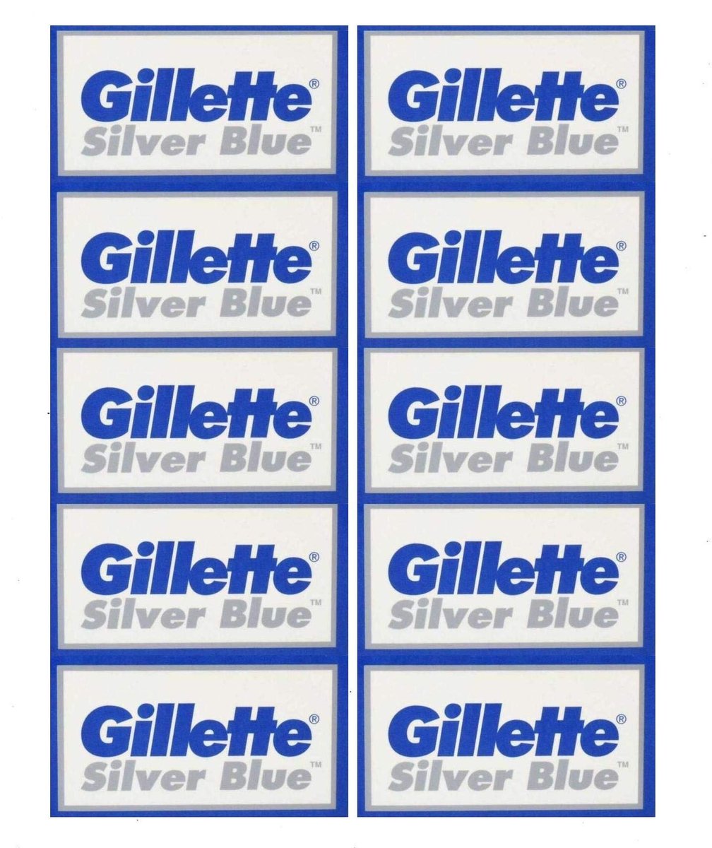 50 Silberblaue Doppelklingen-Rasierklingen aus Edelstahl, hergestellt in Russland – 5er-Pack (10er-Pack)