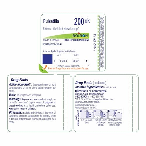 Boiron Pulsatilla 200CK Homöopathisches Mittel gegen Erkältungen - 80 Kügelchen