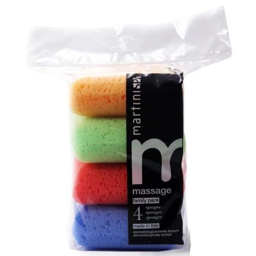 MartiniSPA Massage Color Squares Soft Family Size - 37 g - 4er-Pack Badeschwämme aus Polyester