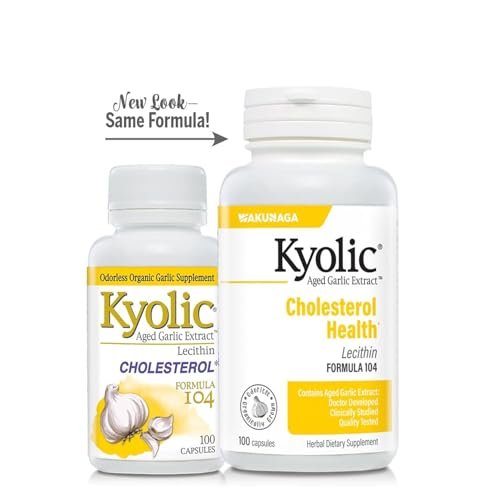 Kyolic Gealter Knoblauch Extrakt Formel 104, Cholesterin Gesundheit*, 100 Kapseln