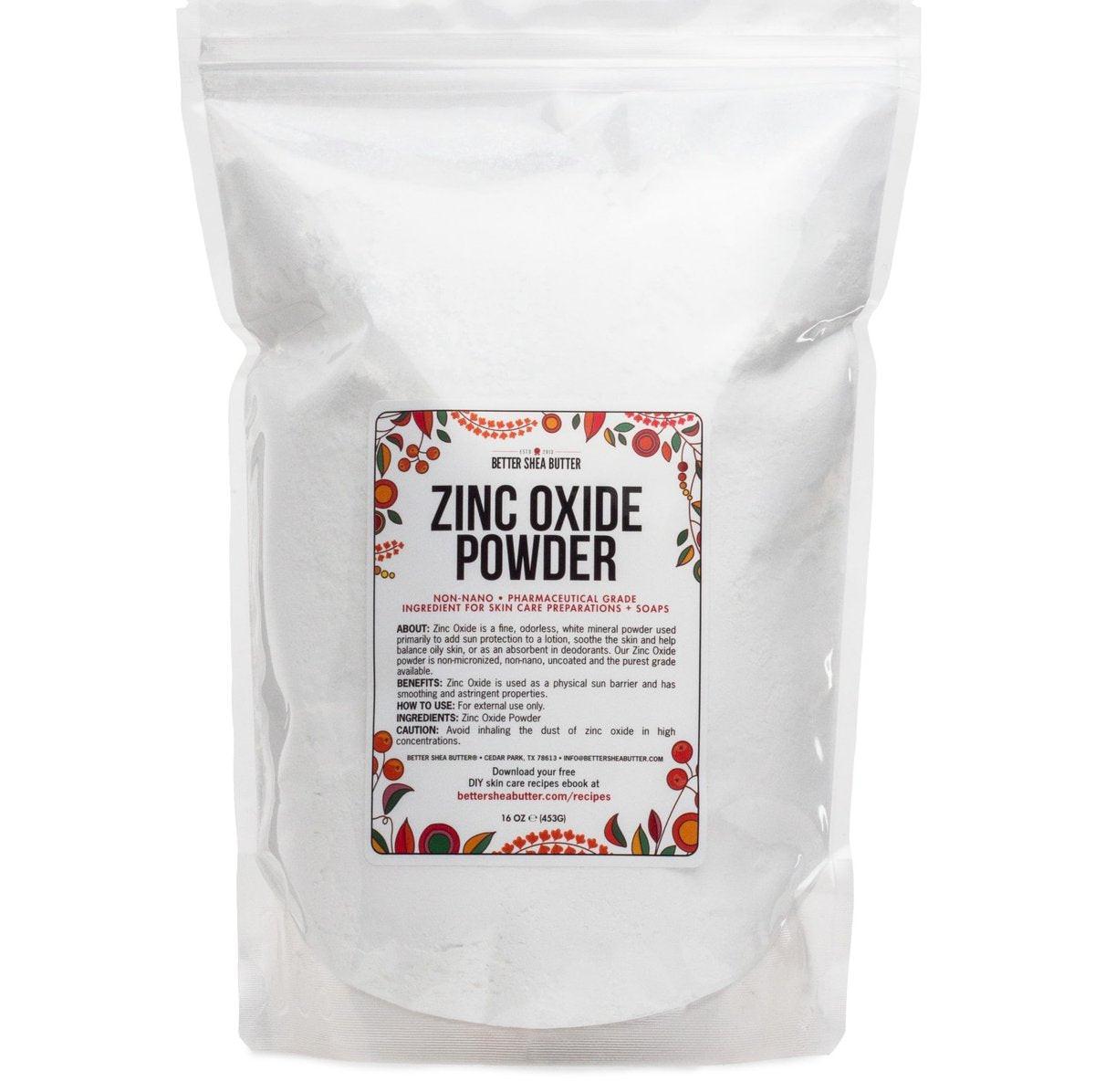 Zinkoxid-Pulver | unbeschichtet, nicht-nano Zinkoxid | rein, pharmazeutische Qualität | für selbstgemachte Sonnencreme, Windelausschlag-Creme, Deo-DIY, Salben | 450 g von Better Shea Butter