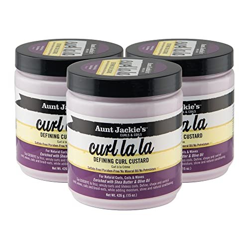 Aunt Jackie's Curl La La Defining Custard für Locken, Wellen und Coils – mit Sheabutter und Olivenöl, 3er-Pack (3 x 425 g)