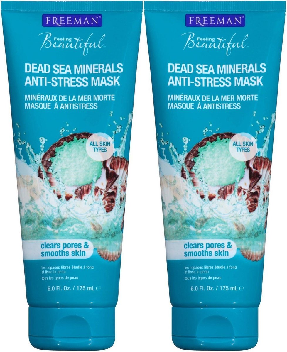 Freeman Anti-Stress Tonmaske mit Totes-Meer-Mineralien, ausgleichende und klärende Gesichtsmaske, 2er-Pack, 177 ml pro Tube