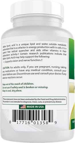 Best Naturals Alpha-Liponsäure 300 mg – 120 Kapseln, Hochdosiertes Antioxidans