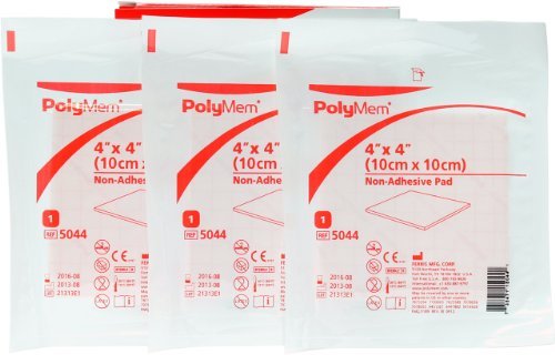 Polymem 4" x 4" Nicht haftende Wundauflage, 3 Stück (1 Packung) – Schaumstoff-Wundverband