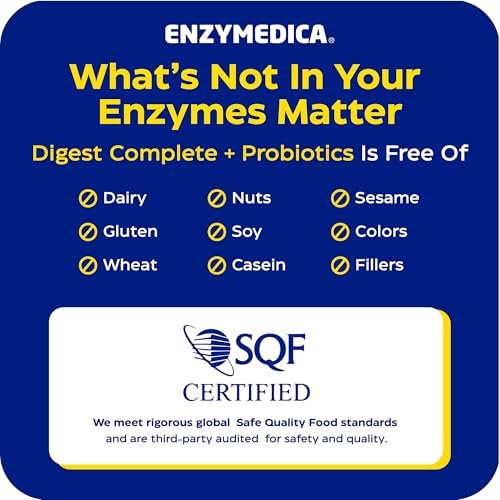 Enzymedica Digest Complete + Probiotika – Verdauungsenzyme für Frauen & Männer, Kapseln für Verdauung, Darmgesundheit, gegen Blähungen & Völlegefühl, Vegetarisch – 30 Kapseln