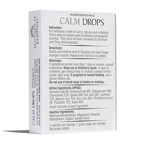 Historical Remedies Calm Drops Homöopathische Lutschtabletten (1 Pack) | Natürliche Unterstützung bei emotionalem Stress, vegan & glutenfrei, Bio-Vanillegeschmack zur Förderung von Entspannung und innerer Ruhe