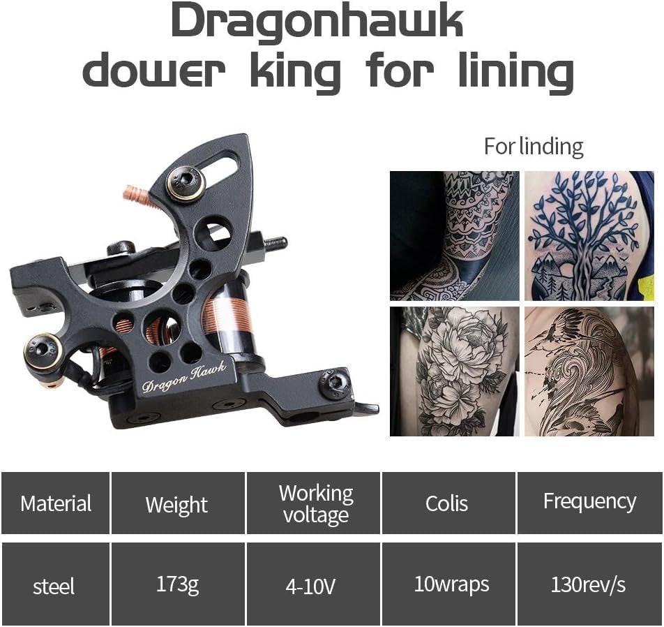 Dragonhawk Traditional Pro Komplettes Tattoo-Set – Zwei Maschinen, Farben, Netzteile, Einwegnadeln, Griffe – Ideal für Anfänger und Start-Tätowierer