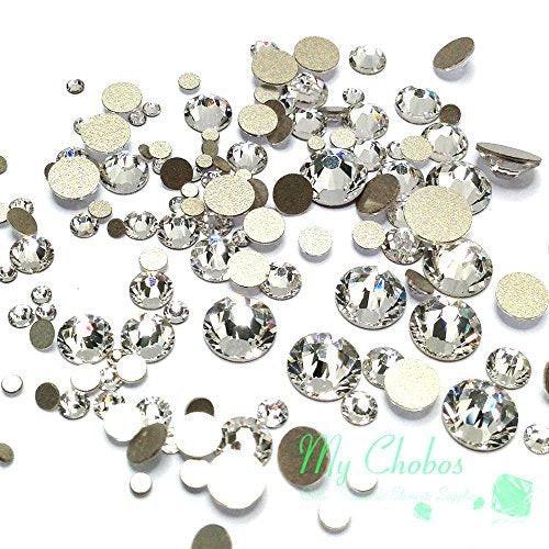Crystal-Wholesale Österreichische Kristall-Flachbögen 2058/2088 Klar CRYSTAL (001) – 144-teiliges Sortiment mit Größen SS5, SS7, SS9, SS12, SS16, SS20, SS30