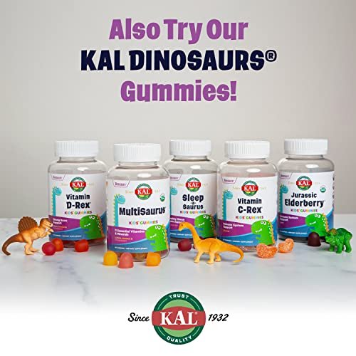 KAL Kids Zink Holunder Dinosaurier – Immununterstützung für Kinder mit Sambucus Holunder, schnell lösende Mixed Berry ActivMelts, lustige Dino-Formen, vegan, 90 Portionen, 90 Mikrotabletten