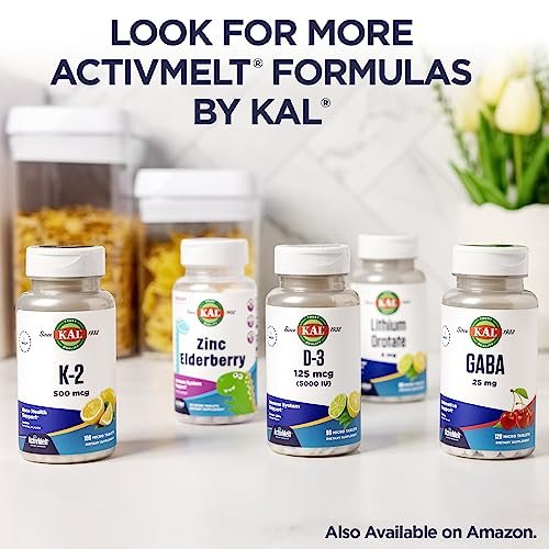 KAL L-Theanin 25 mg ActivMelt – Entspannung, Stressabbau, Stimmung & Fokus – leckerer natürlicher Ananasgeschmack mit Stevia – vegetarisch – 120 Portionen, 120 Mikro-Tabletten zum sofortigen Auflösen