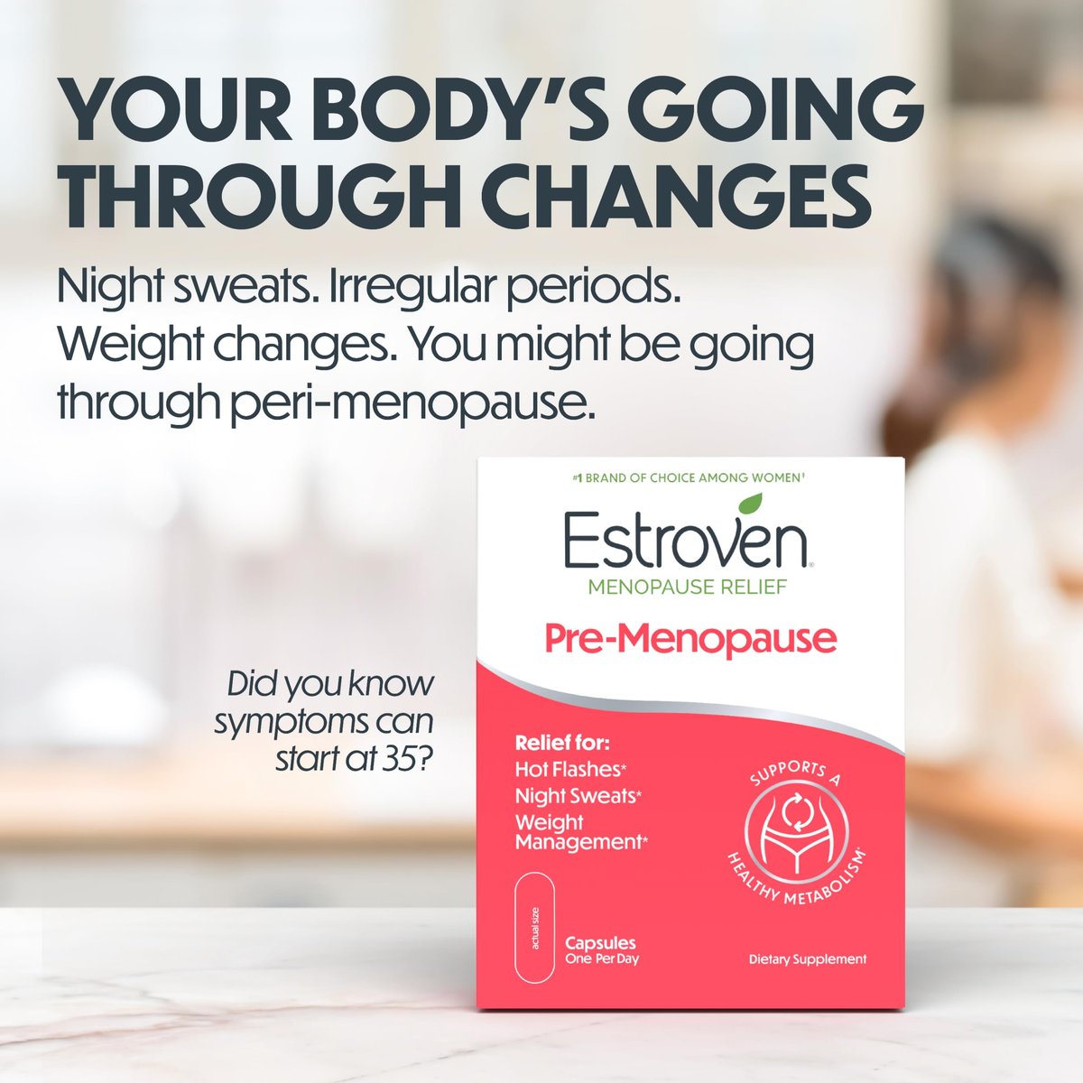 Estroven Pre-Menopause Relief – 30 Kapseln mit klinisch geprüften Inhaltsstoffen für Wechseljahresbeschwerden, Nachtschweiß und Hitzewallungen, hormonfrei