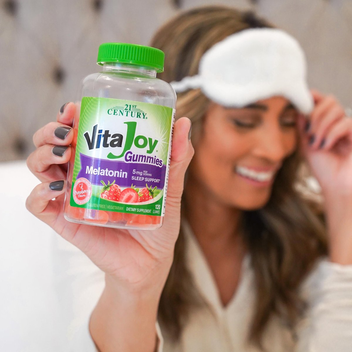 21st Century VitaJoy Melatonin 5mg Gummies (120 Stück) – Erdbeer-Geschmack, nicht gewöhnungsbedürftig, glutenfrei – Fördert Entspannung und erholsamen Schlaf für Erwachsene
