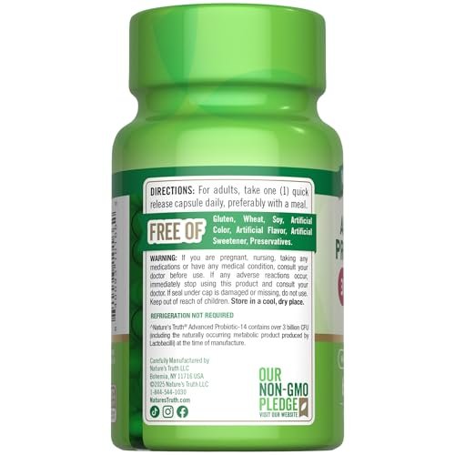 Nature's Truth Probiotika Kapseln | 3 Milliarden KBE | 60 Kapseln | für Männer und Frauen | 14 Stämme | Non-GMO & Glutenfrei Nahrungsergänzungsmittel