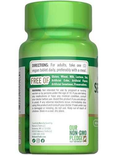 Nature's Truth Selen 200 mcg – Hochdosiertes Mineralstoff-Präparat, vegan, non-GMO & glutenfrei (100 Tabletten)