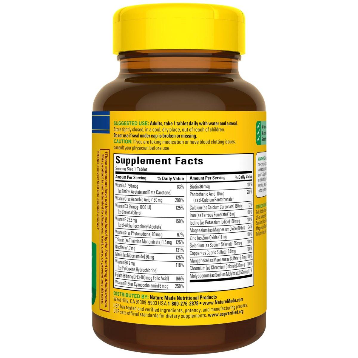 Nature Made Multivitamin Tabletten mit Eisen – Tägliche Nährstoffunterstützung für Männer und Frauen, 130 Tabletten, 130-Tage-Vorrat
