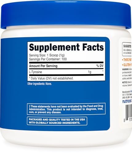 Nutricost L-Tyrosin Pulver 100 g (100 Portionen) - 1 g pro Portion