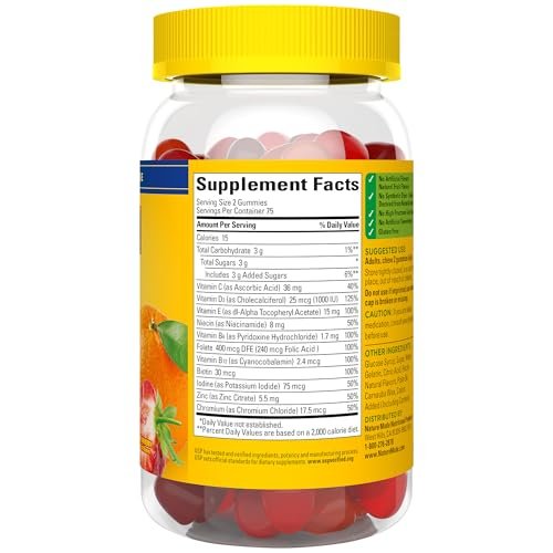 Nature Made Multivitamin Gummies für Männer und Frauen – Tägliche Nährstoffversorgung mit Vitaminen und Mineralstoffen, 150 Gummibärchen, 75 Tage Vorrat