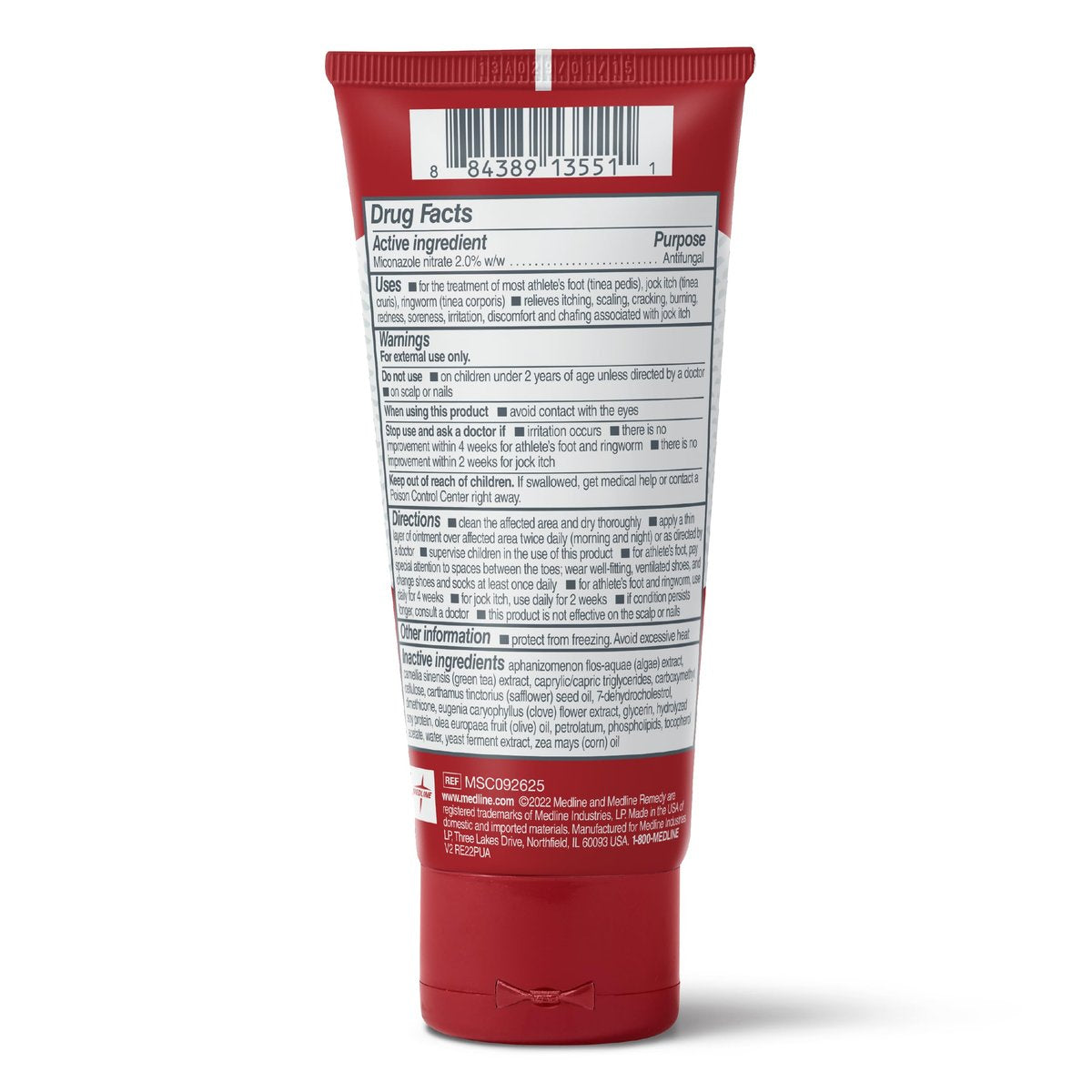 Medline Remedy Antimykotische Salbe, 2,5 oz – Wirksame Behandlung gegen Fußpilz und Ringelflechte, Einzeltube