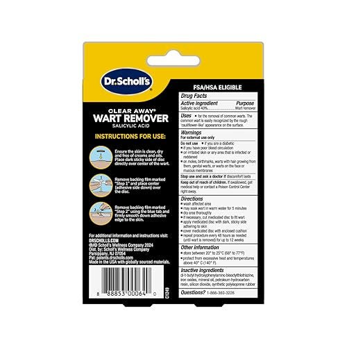 Dr. Scholl's Clear Away Warzenentferner Hydrogel-Bandagen für Finger und Zehen – Klinisch erwiesen wirksame Warzenentfernung und polsternde Schmerzlinderung, bequeme mehrteilige Pflaster