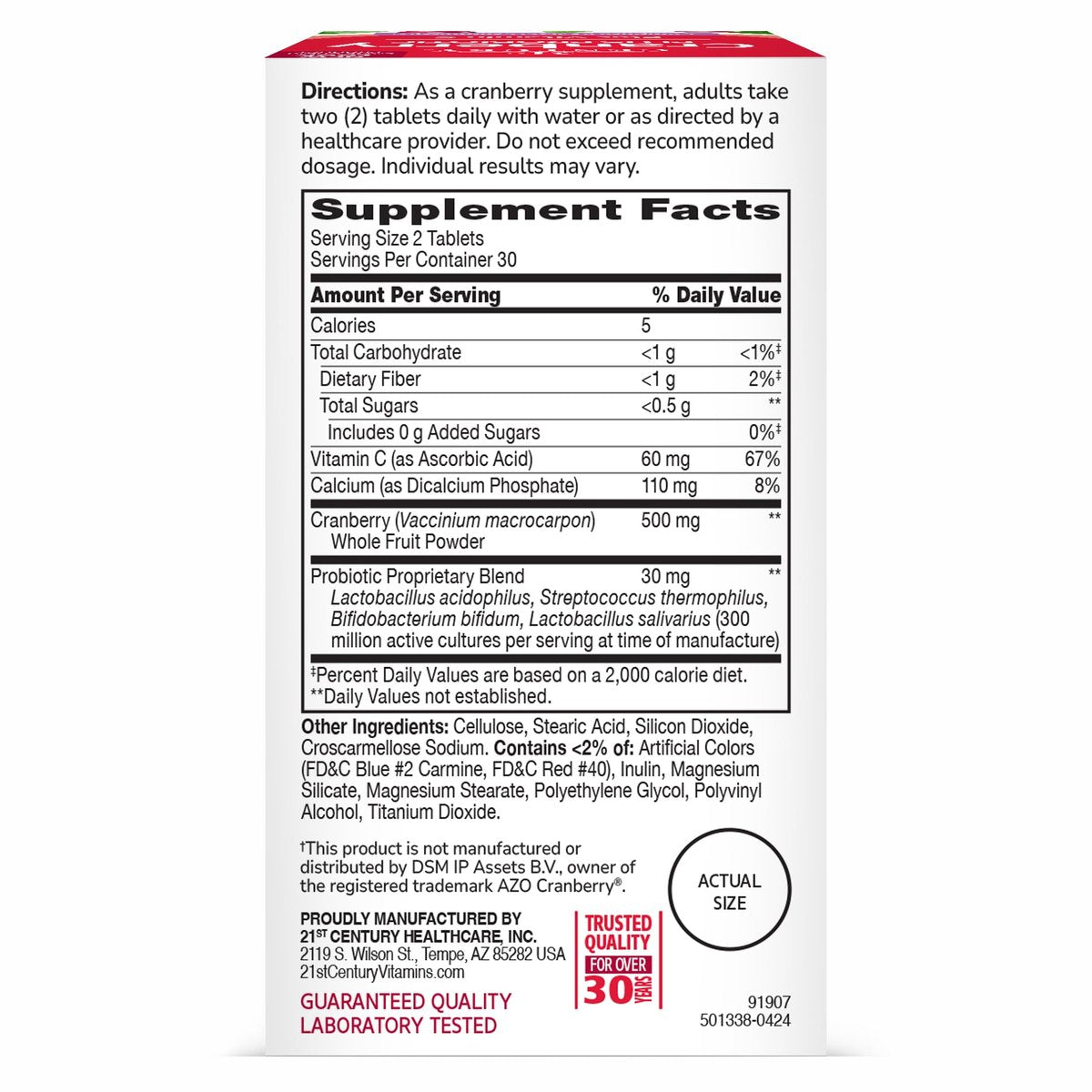 21st Century Cranberry Plus Probiotische Tabletten, 60 Stück