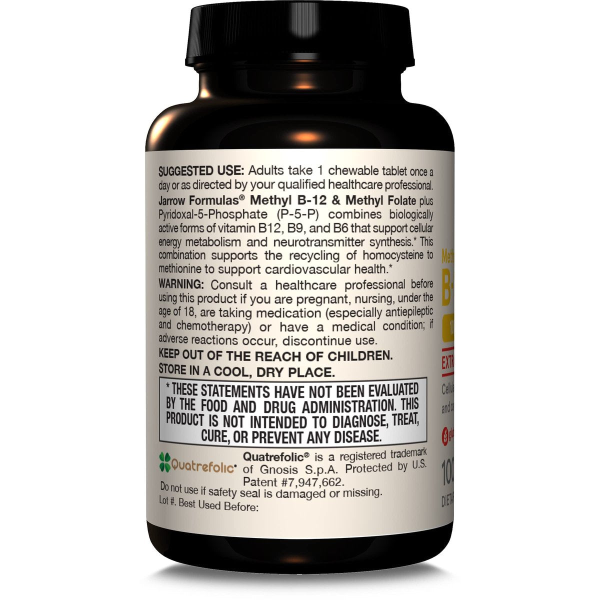 Jarrow Formulas Methyl B-12 & Methyl Folat – Bioaktive B-Vitamine für Energie, Gehirn & Stoffwechsel – 100 Kautabletten