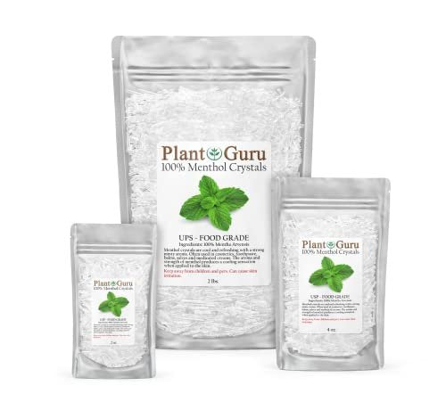 Menthol-Kristalle 113 g (4 oz) – 100 % reines natürliches Mentha Arvensis, USP-Lebensmittelqualität – Ideal für Kosmetik, Salben, Balsame, Cremes und Seifenherstellung